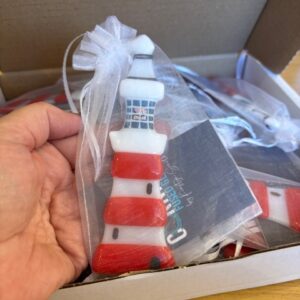 New -  Smeaton's Tower, Fused Glass Lighthouse